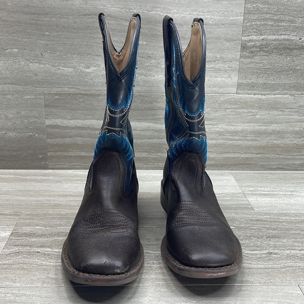 Roper Billy Square Toe Cowboy Boots Kids Size 1 - Picture 2 of 10